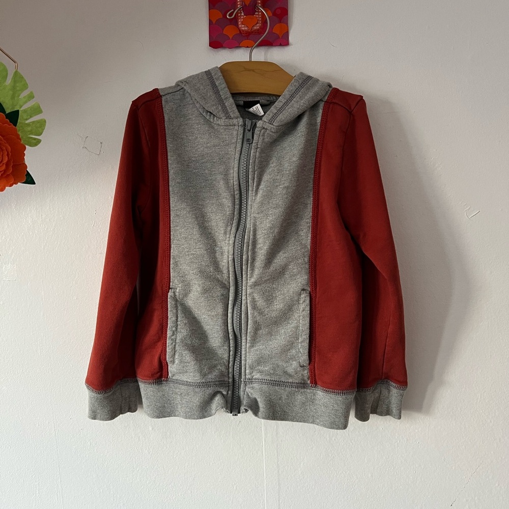 EUC Tea Collection sz 6 Orange and gray hoodie striped